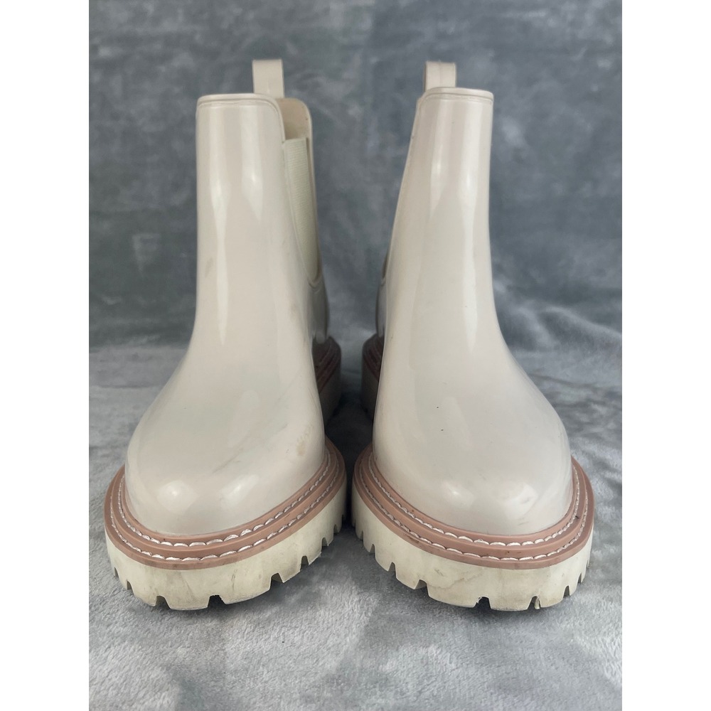 Dolce Vita Rain Boots Women 11 Cream Good Glossy Lug Sole Chelsea Waterproof - Picture 2 of 8